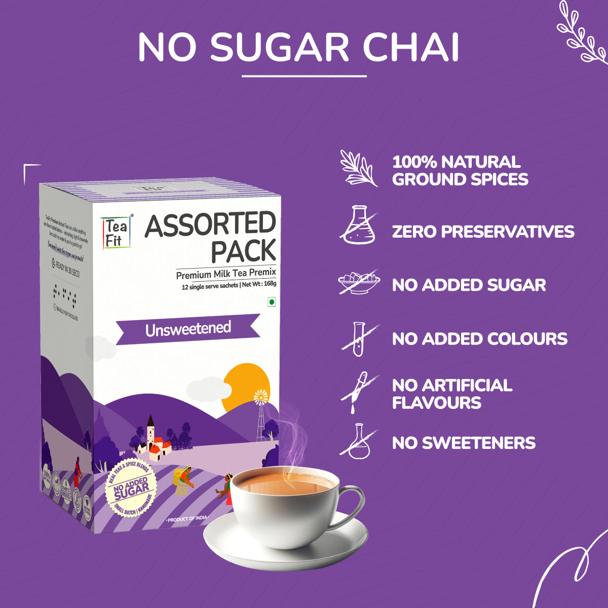 Instant Tea Premix Assorted (Pack of 10 sachets) - Unsweetened