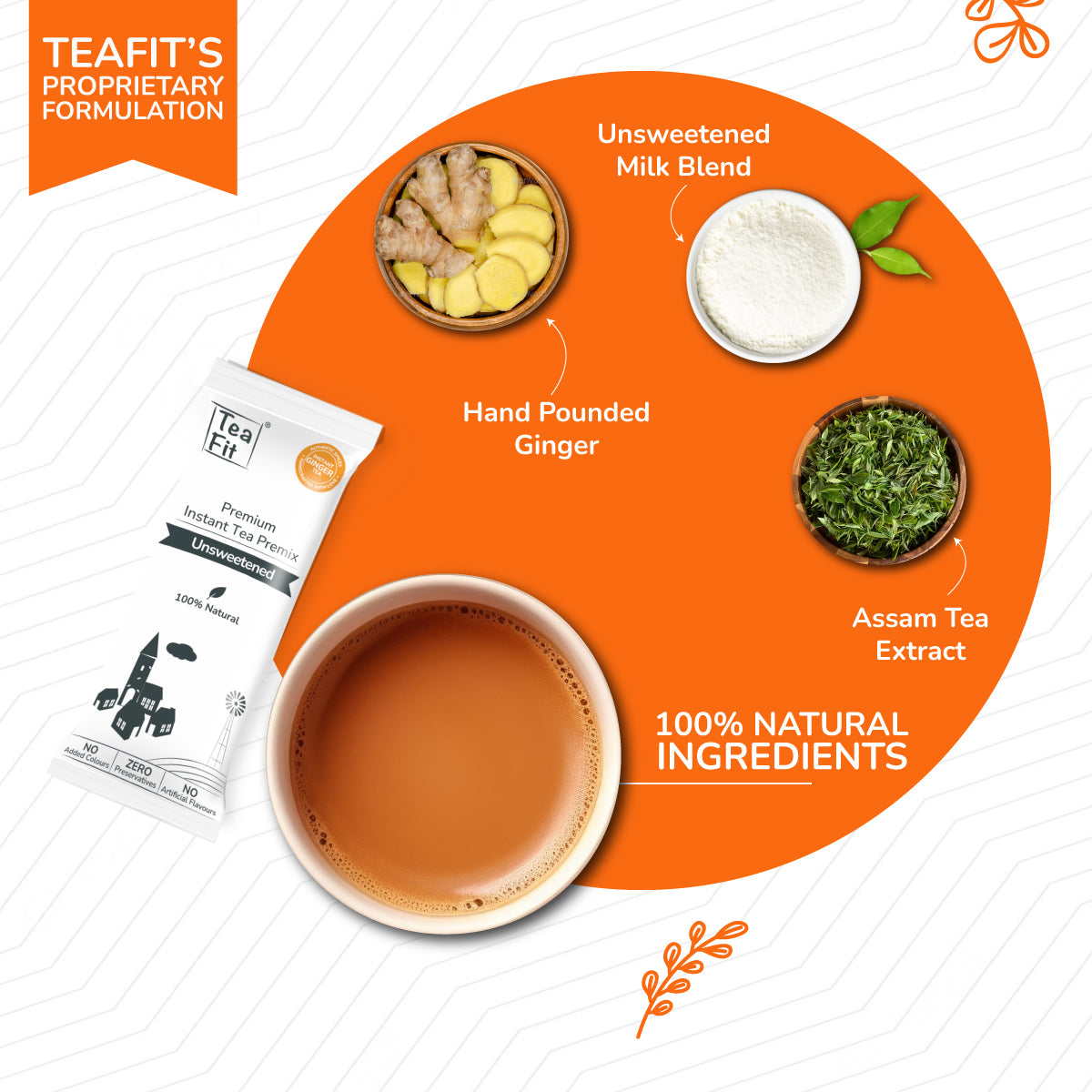Instant Ginger Tea Premix (Pack of 10 sachets) - Unsweetened