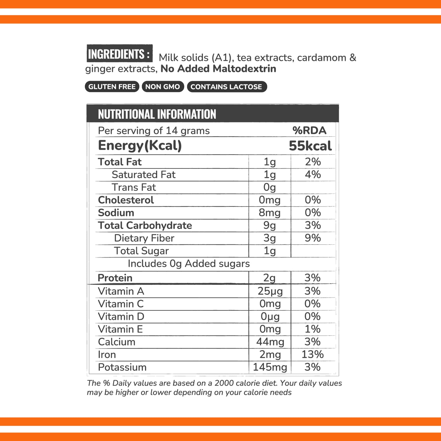 Instant Ginger Tea Premix (Pack of 10 sachets) - Unsweetened