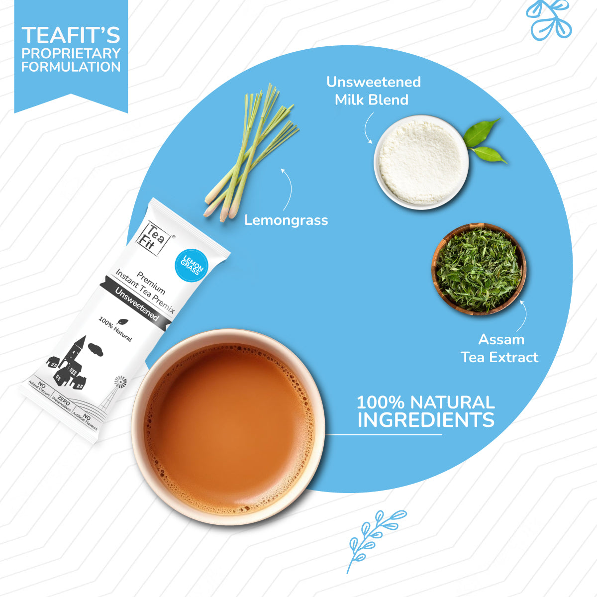 Instant Lemongrass Tea Premix (Pack of 10 sachets) - Unsweetened