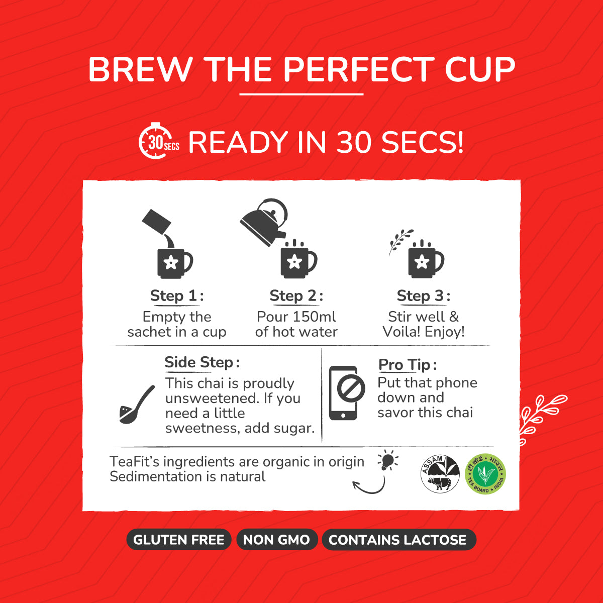 Instant Spiced Tea Premix (Pack of 10 sachets) - Unsweetened