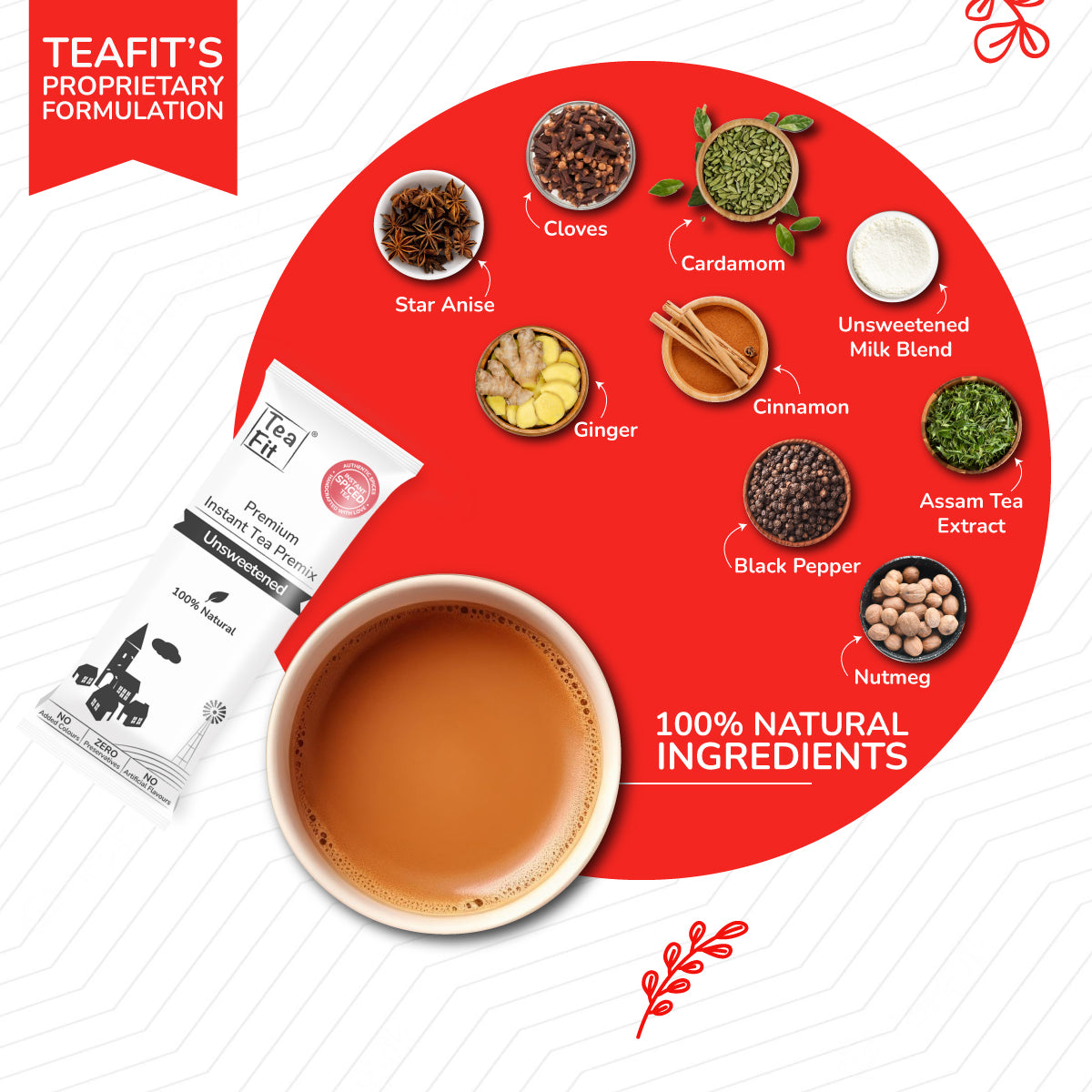 Instant Spiced Tea Premix (Pack of 10 sachets) - Unsweetened