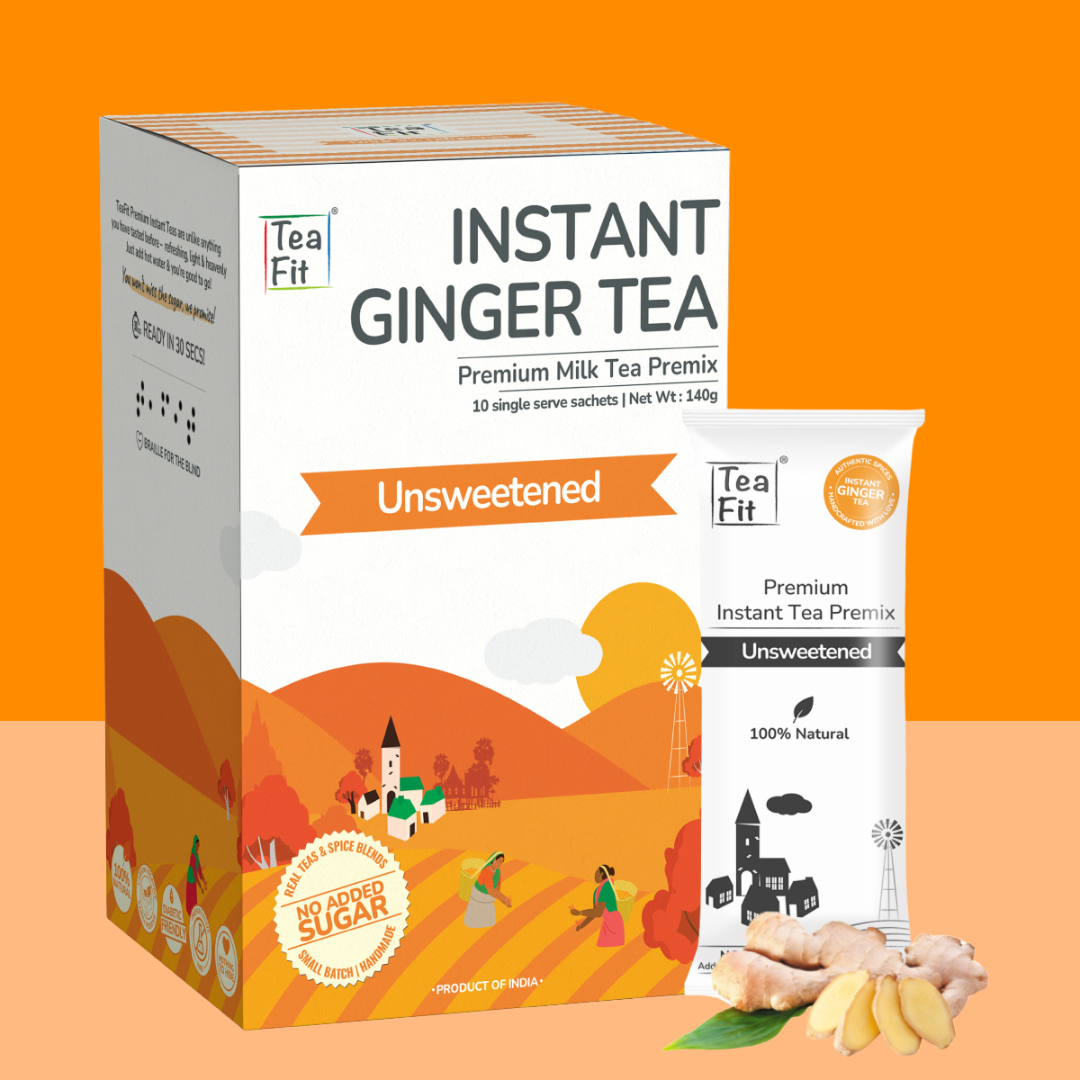 Instant Ginger Tea Premix (Pack of 10 sachets) - Unsweetened