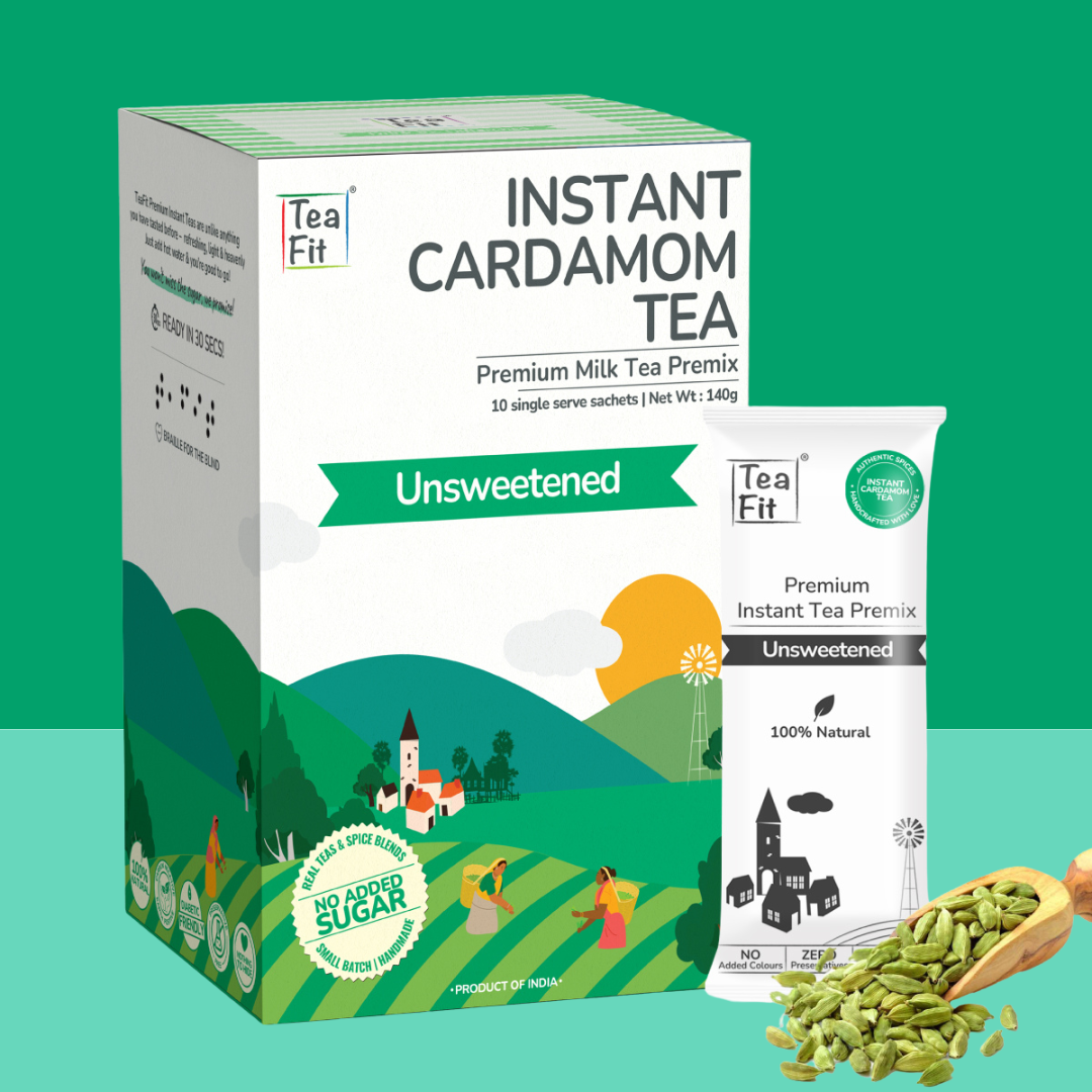 Instant Cardamom Tea Premix (Pack of 10 sachets) - Unsweetened