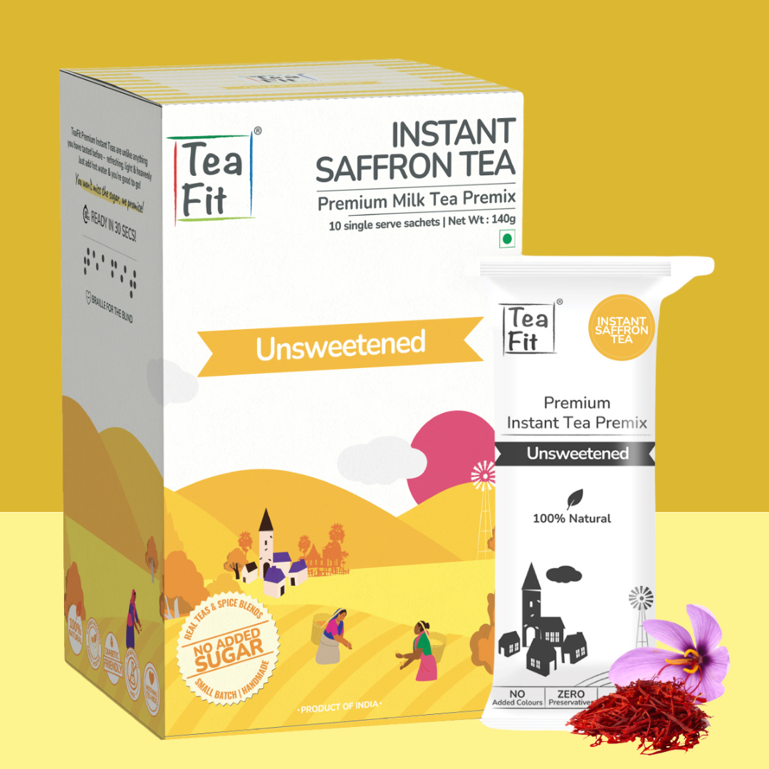 Instant Saffron Tea Premix (Pack of 10 sachets) - Unsweetened